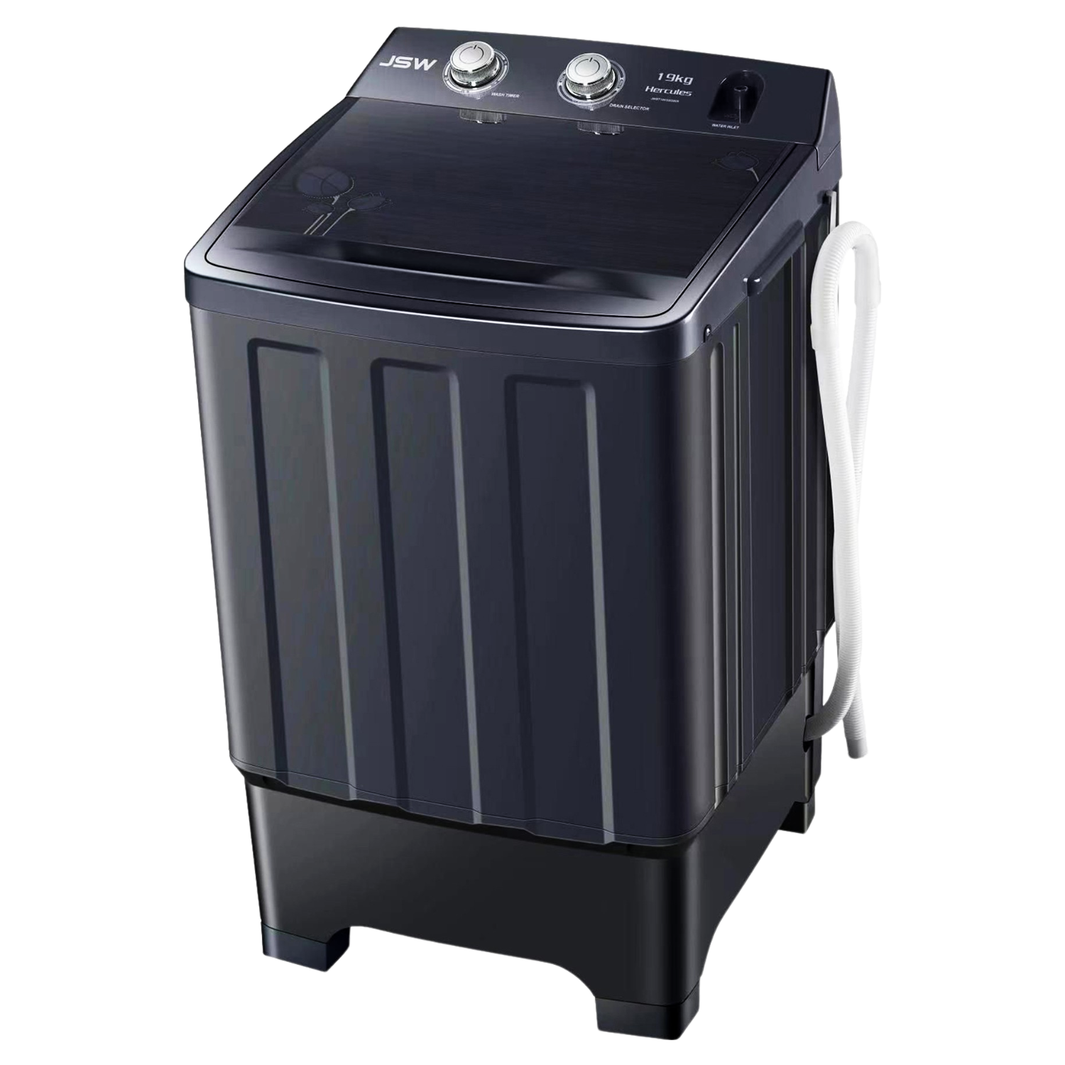 19Kg Single Tub Washer - Stainless Steel Drum (Black)