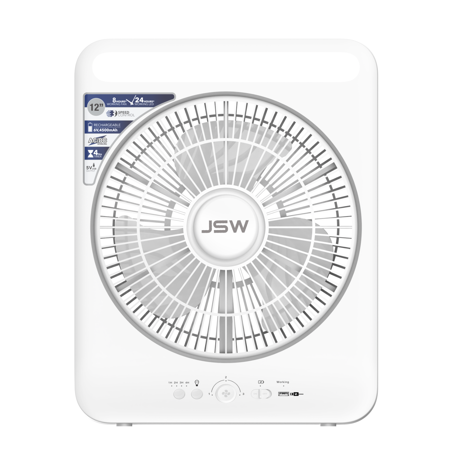12" Rechargeable Box Fan AC/DC